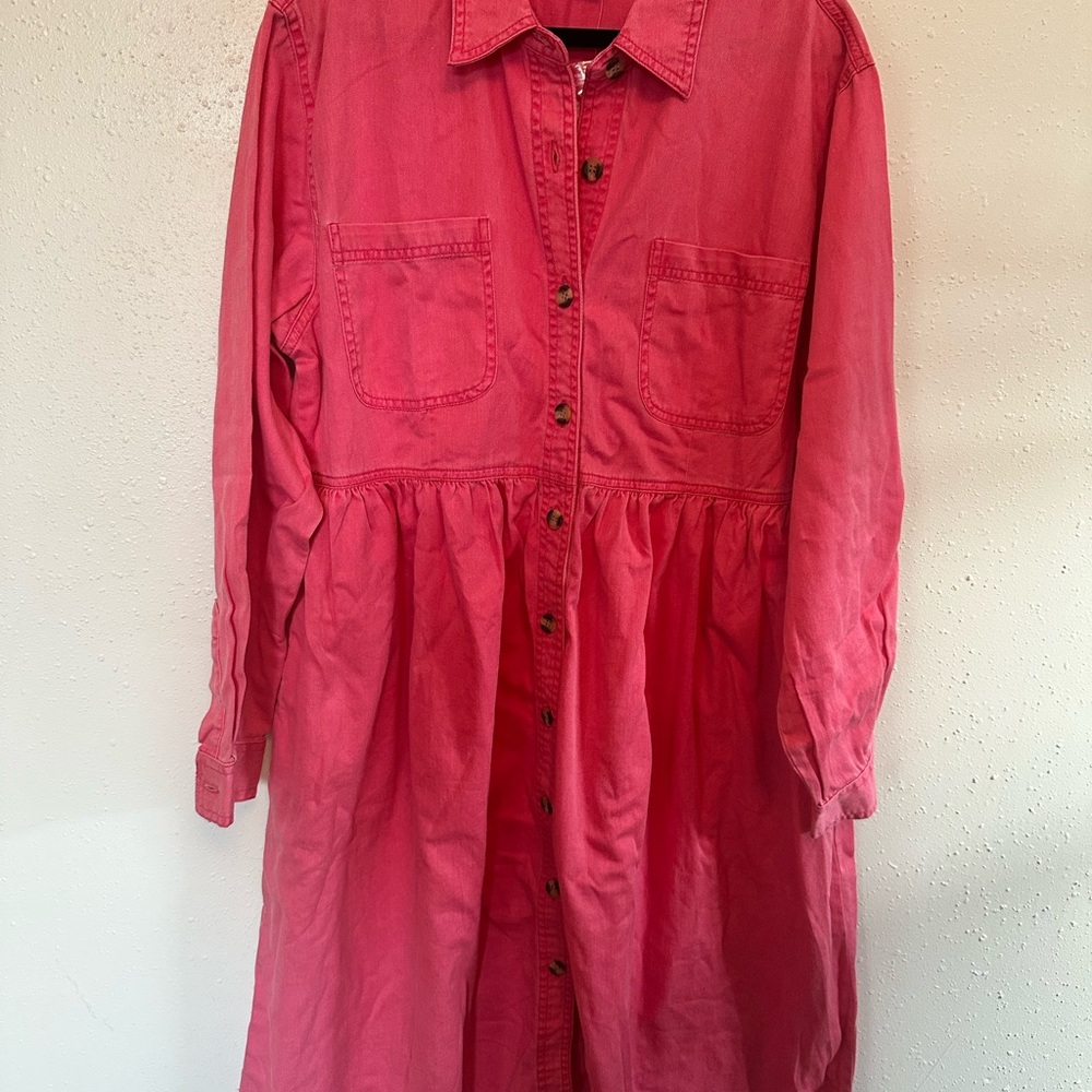 Stylish Pink Button-Up Dress